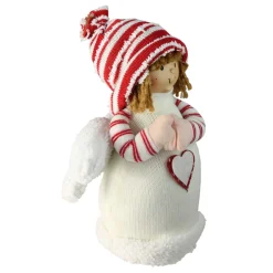 Table Top Pieces*Northlight 9" White And Red Angel Boy With Heart Christmas Tabletop Decoration