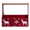 Decoration Storage*Contemporary Home Living 15" White And Red Christmas Panel Nordic Reindeer Container