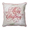 Pillows & Throws*CC Outdoor Living 17" White And Red Floral "Merry Christmas" Square Throw Pillow