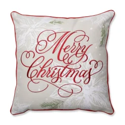 Pillows & Throws*CC Outdoor Living 17" White And Red Floral "Merry Christmas" Square Throw Pillow