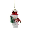 Northlight Snowmen>5.5" White And Red Glass Snowman Christmas Ornament