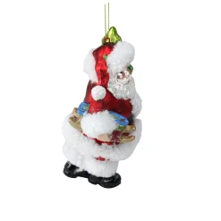 Northlight Santa Claus>6" White And Red Glitter Accented Santa Claus Glass Christmas Ornament