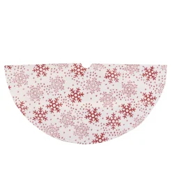 Mini Tree Skirts*Northlight 20" White And Red Glitter Snowflake Mini Burlap Christmas Tree Skirt