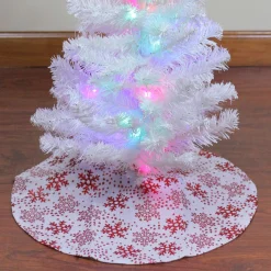 Mini Tree Skirts*Northlight 20" White And Red Glitter Snowflake Mini Burlap Christmas Tree Skirt