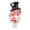 Northlight 6.5" White And Red Snowman In Black Top Hat Christmas Night Light