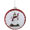 Roman Snowmen>4" White And Red Snowman On Sled Christmas Ornament