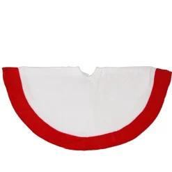 Mini Tree Skirts*Northlight 18" White And Red Traditional Velveteen Mini Christmas Tree Skirt