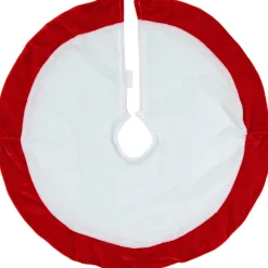 Mini Tree Skirts*Northlight 18" White And Red Velveteen Mini Christmas Round Tree Skirt
