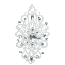 Melrose Victorian>8.25" White And Silver Contemporary Lace Doily Christmas Ornament