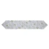Linens*CC Home Furnishings 68" White And Silver Embroidered Christmas Ornaments Table Runner