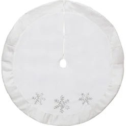 48 Inch And Smaller*Northlight 48" White And Silver Embroidered Sequin Snowflakes Tree Skirt