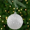 Northlight Balls>3.5" White And Silver Floral Distressed Christmas Ball Ornament