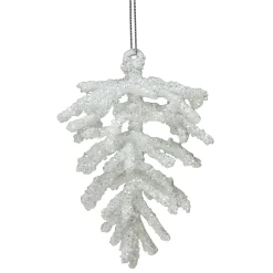 Northlight Pine Cones>5" White And Silver Glitter Pine Cone Christmas Ornament