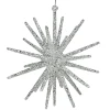 Northlight Stars>12" White And Silver Glitter Starburst Christmas Ornament