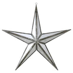 Northlight Stars>11" White And Silver Mirrored 5-Point Star Christmas Ornament