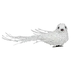 Northlight Animals>7.5" White And Silver Sequined Bird Christmas Ornament With Clip