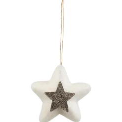 Northlight Stars>3.75" White And Silver Star Hanging Christmas Ornament