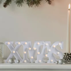 Wall & Door Decorations*Northlight 18.5" White Battery Operated Led Lighted Xmas Christmas Marquee Sign