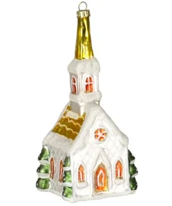 GC Home & Garden Wedding & Anniversary>6.75" White Chapel Hand Blown Glass Christmas Ornament
