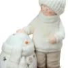 Candles & Holders*Northlight 17.25" White Christmas Snowman With Standing Boy Tealight Candle Holder