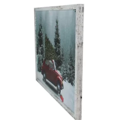 Signs & Plaques*Northlight 19" White Distressed Frame Red Vintage Vw Car Led Lighted Christmas Canvas
