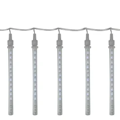 Kurt Adler 8 White Double Sided Mini Snowfall Icicle Christmas Light - 0.5 Ft Clear Wire