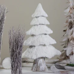 Table Top Pieces*Northlight 17.25" White Faux Fur Birch Tree Christmas Decoration