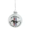 Northlight Transportation>3.5" White Ford Mustang Logo Collectible Glass Christmas Disc Ornament
