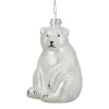 Northlight Animals>4" White Glittered Polar Bear Glass Christmas Ornament