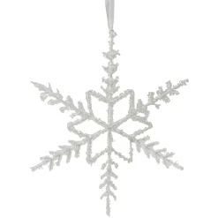 Northlight Snowflakes>10" White Glittered Snowflake Christmas Ornament