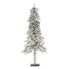Melrose 5 And 5.5 Feet Tall>5.25' White, Green, And Brown Home Decoration And Gift Collections Pvc And Metal Flocked Alpine Tree