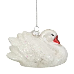 Northlight Animals>3.75" White Iridescent Glass Swan Christmas Ornament