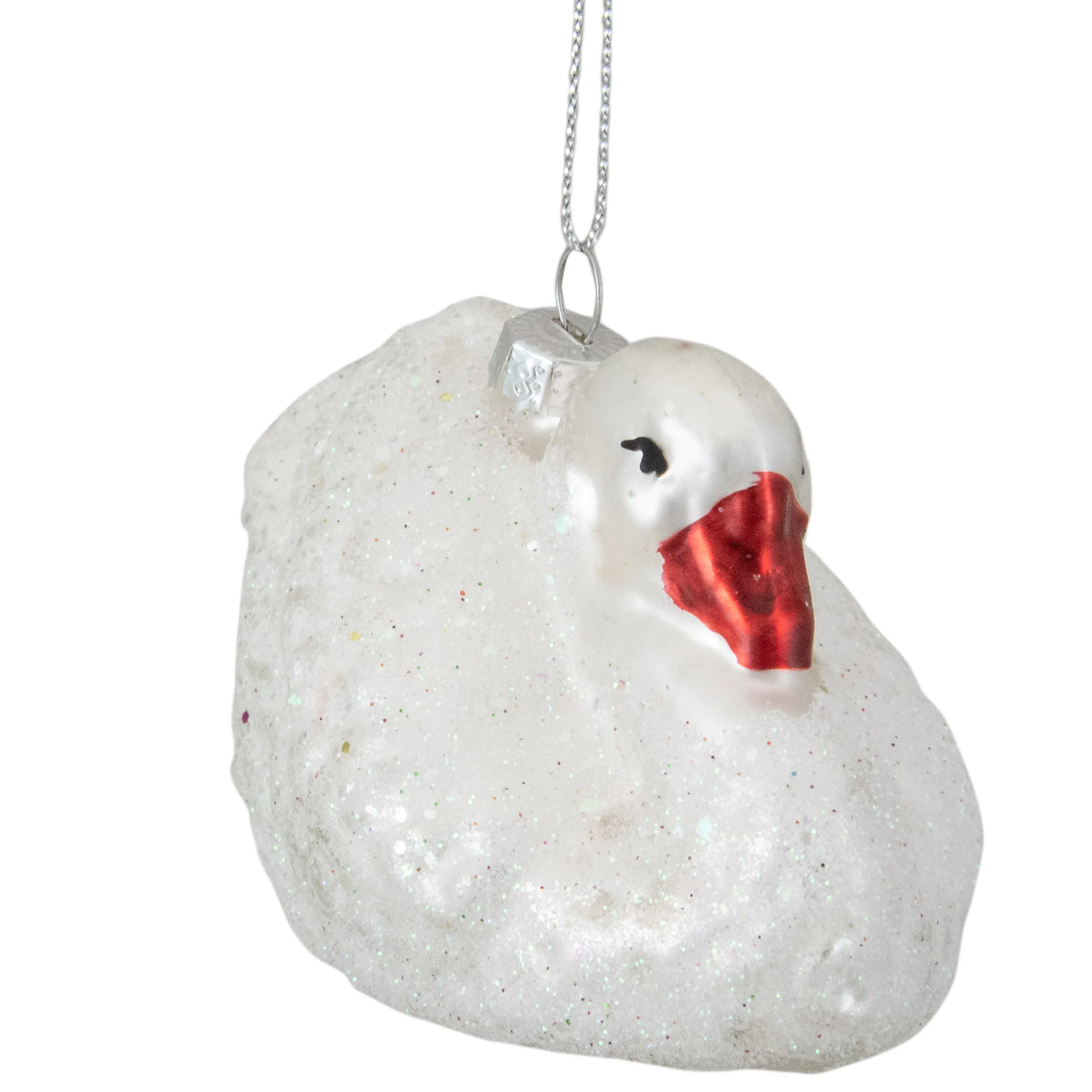 Northlight Animals>3.75" White Iridescent Glass Swan Christmas Ornament