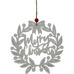 Northlight Inspirational>8" White "Merry Christmas" Wreath Cutout Hanging Ornament