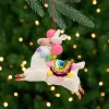 Northlight Animals>7.5" White Plush Llama With Rainbow Saddle Christmas Ornament