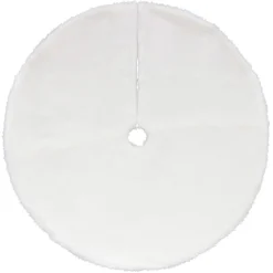 48 Inch And Smaller*Dyno 48" White Plush Solid Round Christmas Tree Skirt