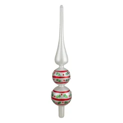 Finial Tree Toppers*Northlight 14.75" White, Red And Green Glass Finial Christmas Tree Topper