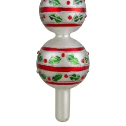 Finial Tree Toppers*Northlight 14.75" White, Red And Green Glass Finial Christmas Tree Topper