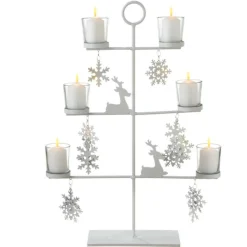 Candles & Holders*Midwest 20.5" White Reindeer And Snowflakes Votive Candle Holder Tabletop Tree
