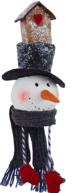 Kurt Adler Snowmen>12" White Snowman With Black Top Hat And Bird House Christmas Ornament