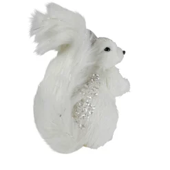Table Top Pieces*Northlight 9" White Squirrel With Silver Gems Christmas Tabletop Decoration