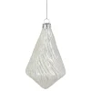 Northlight Pendants & Drops>5" White Swirled Glittered Teardrop Glass Christmas Ornament