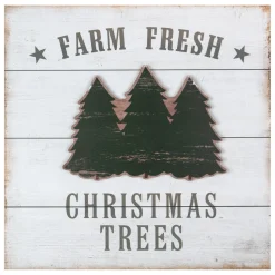 Signs & Plaques*Northlight 16" White Washed Farm Fresh Christmas Trees Wooden Wall Sign