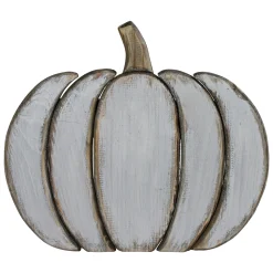 Northlight 13.75 White Wooden Pumpkin Fall Harvest Decoration