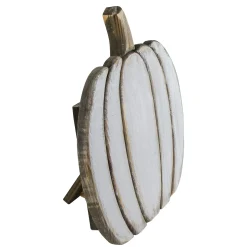 Northlight 13.75 White Wooden Pumpkin Fall Harvest Decoration