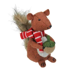 Plush Figures*Roman 7" Wind-Up Musical Animated Squirrel And Acorn Tabletop Christmas Decoration
