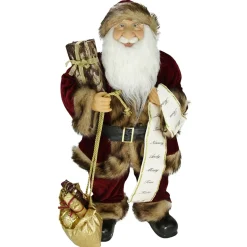 Santa Figures*Northlight 24" Wine Red And Brown Woodland Standing Santa Claus Christmas Figure With Name List