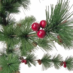 Northlight 3 And 3.5 Feet Tall>35.25" Winter Berry Pine Tree With Pine Cones In Jute Base Christmas Decoration