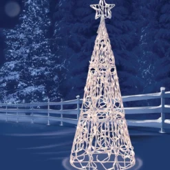 Brite Star Yard Art Trees>60" Winter Frost Gold Led Twinkling Christmas Tree Yard Decoration
