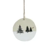 Northlight Trees & Wreaths>4" Winter Pine Trees And Snow On Wood Disc Hanging Christmas Ornament
